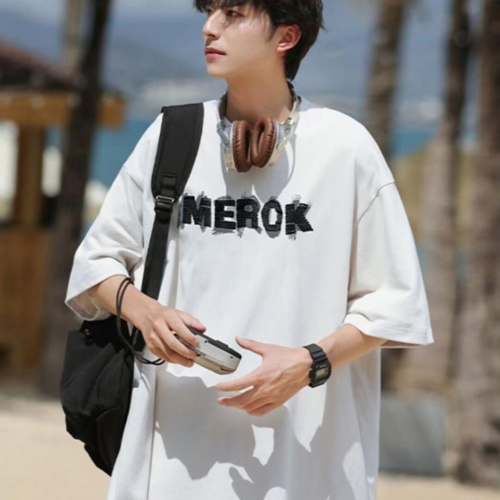 Новая летняя футболка с короткими рукавами для мужчин, тренд в корейском стиле, простой топ с короткими рукавами, свободная повседневная брендовая футболка в гонконгском стиле