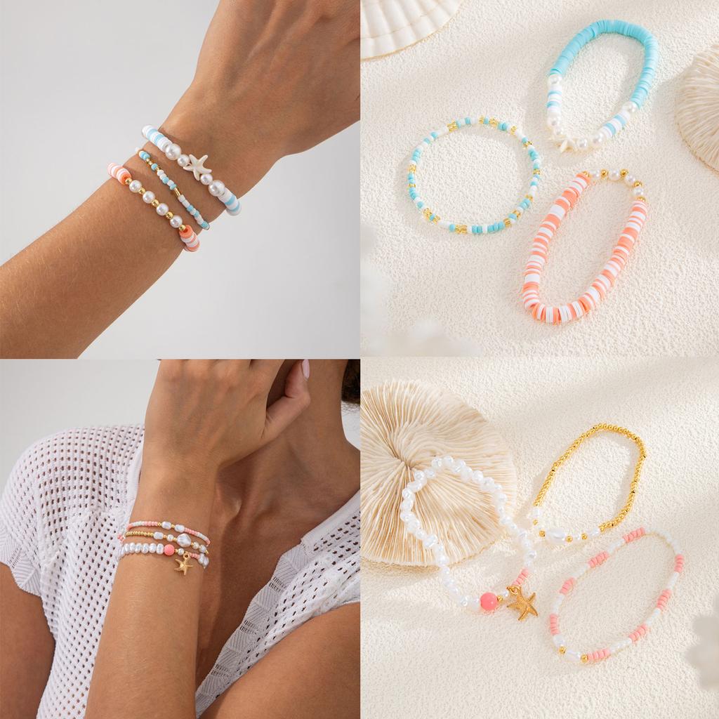 Богемный Красочный Браслет из Бисера с Морской Звездой, Многослойный, Наборный, Тема Океана, Ювелирное Изделие для Женщин, Девушек, Подарок
