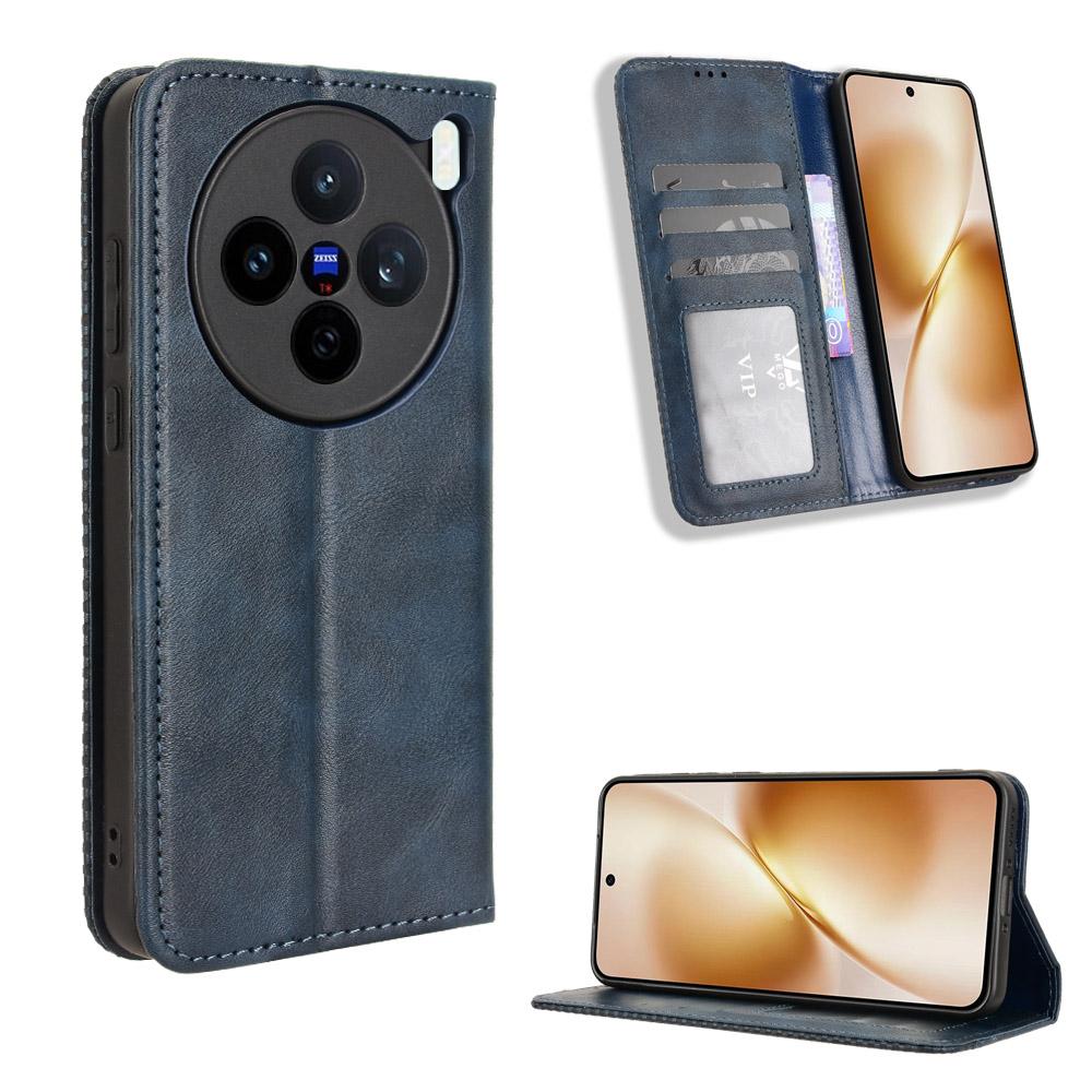 For vivo X200s 5G Leather Case Wallet Stand Retro Texture Phone Cover