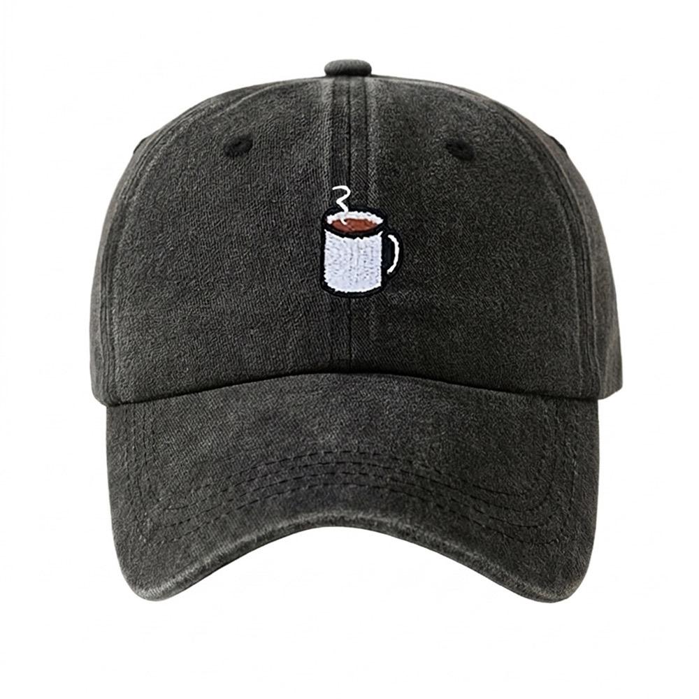 Embroidered Coffee Cup Baseball Cap Hip Hop Sun Hat Retro Distressed Baseball Cap  Unisex