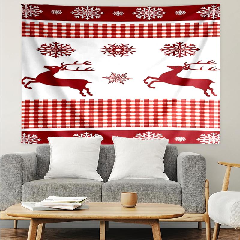 Christmas-reindeer Print Tapestry, Backdrop, Easy Setup, Ideal for Bedroom, Office & Living Room, with Aesthetic Wall Hanging Decor.