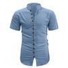 Summer new men's casual versatile shirt solid color slim-fitting short-sleeved top