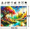 2D Fairy Tale Backdrop, Vibrant Forest with Rainbow Tree and Wildlife Background for Photoshoot