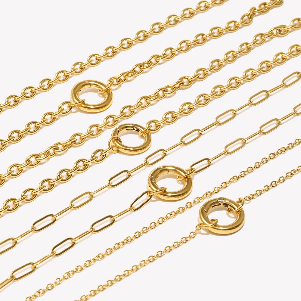 E.B.belle Круглая Пружинная Пряжка Ожерелье Нержавеющая Сталь O-цепочка Покрытие 18K Золотом Для DIY Аксессуаров для Изготовления Украшений