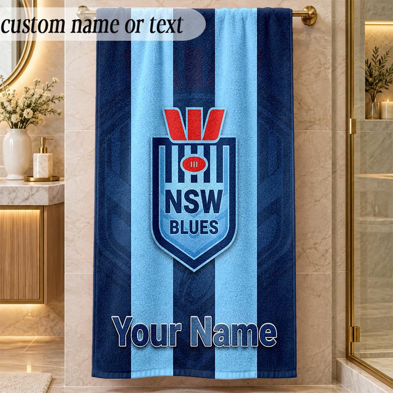 Beach TowelNSW Blues logo Custom Name Text Personalized Soft Towel for Beach Pool Indoor Home Decor Gift