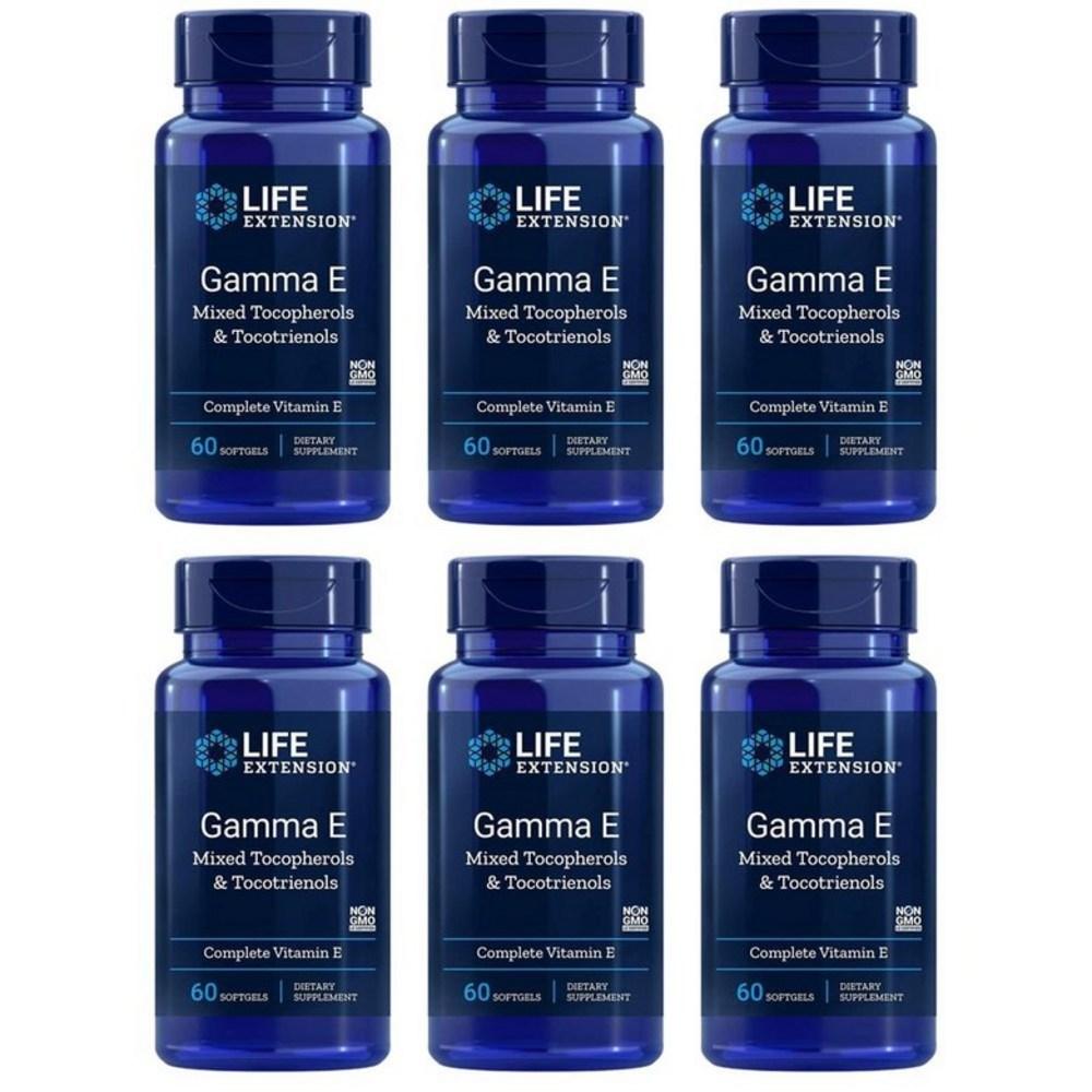 Life Extension Gamma E (Vitamin E) Tocopherol and Tocotrienol 60 Softgels x 6 pcs (1 Set of 60 Tablets)