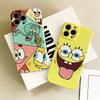 MINISO Cartoon Funny FACE S-SpongeBob Phone Case For IPhone 16 15 14 13 12 11 Plus Pro Max Mini Glossy HD Hard Cover Film Shell