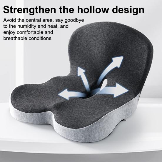 Universal Seat Cushion Anti-Slip Base Design Memory Foam Seat Cushion with Lumbar Support Ergonomic Wheelchair Cushion