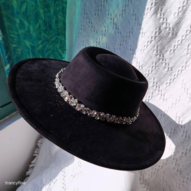 Шляпы Diamond Vegan Suede Fedora Шляпа Nubulk с широкими полями для женщин Зимняя шляпа Праздничная шляпа Модельная шляпа Weddiong Hat Diamond Головной убор