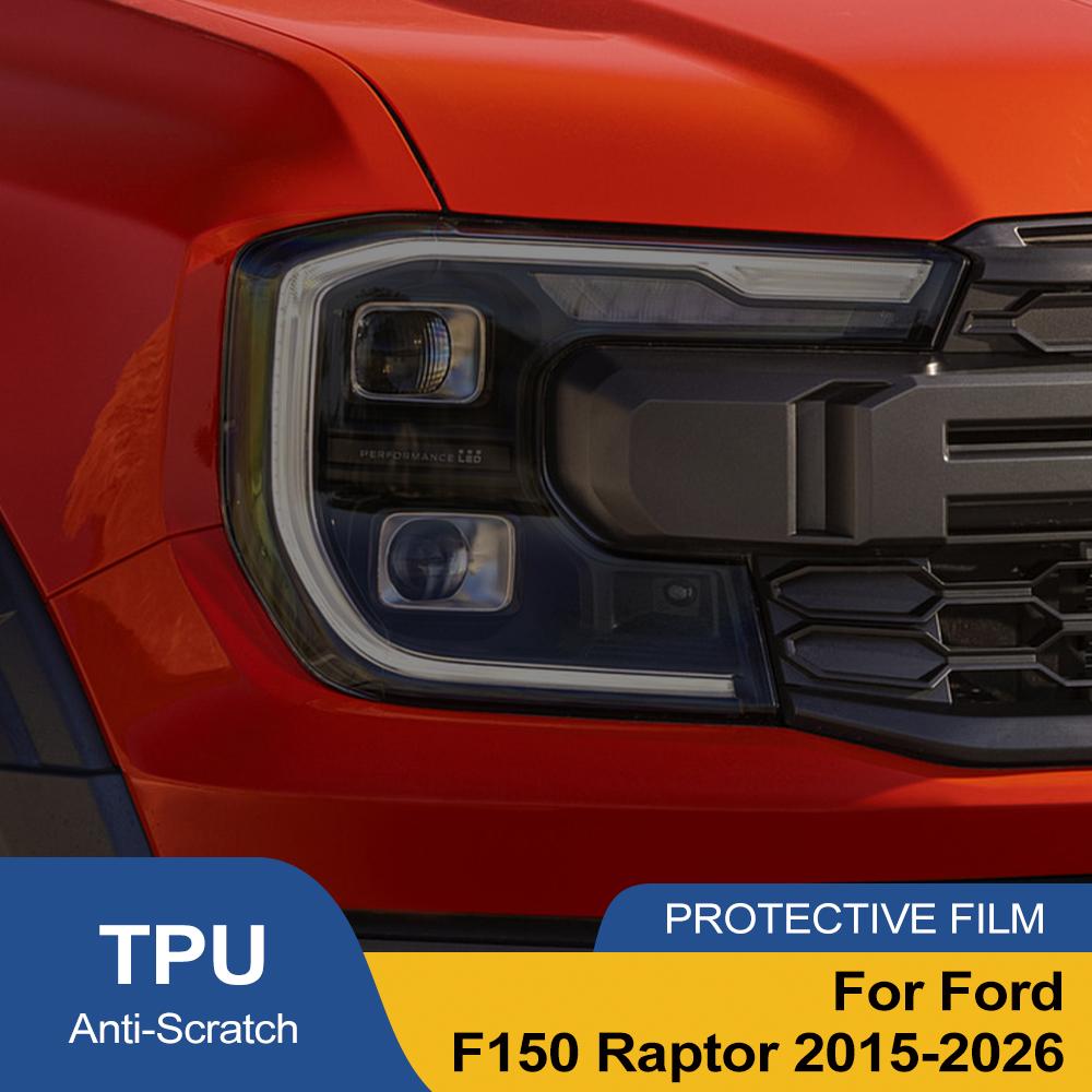 Для F150 Raptor 2015-2026 Дымчато-черная Заранее вырезанная Защитная пленка для фар автомобиля Антицарапающаяся Высокоглянцевая Виниловая пленка-обертка