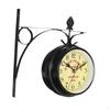 Double Faced Station Clock Wall Mute European Round Antique Hanging Metal for Office Cafe