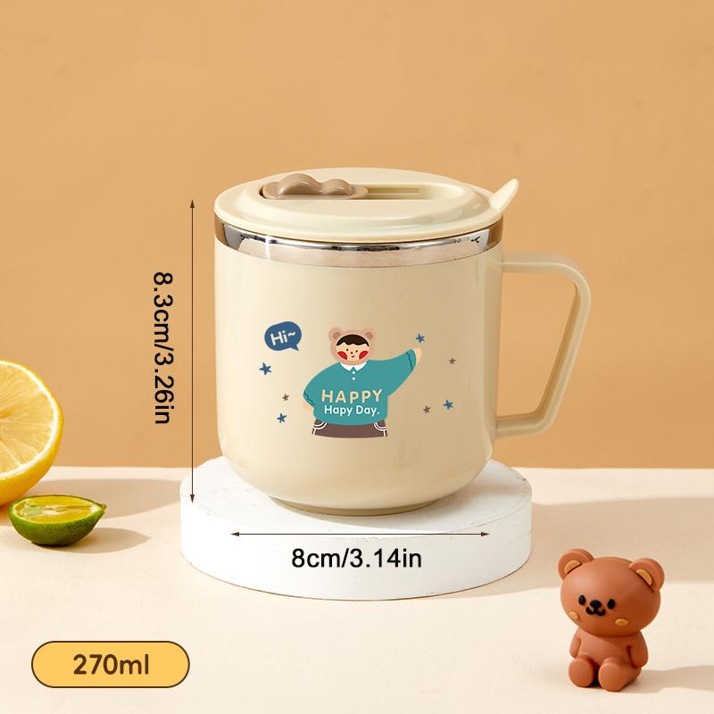 316 Stainless Steel Thermos Mug For Kids Capybara Portable Leak-proof Double Wall Insulated Milk Coffee Cup With Straw&Handle