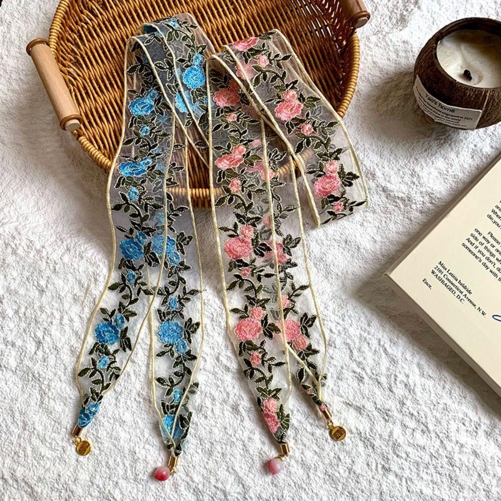 Sweet Embroidered Lace Scarf Printed Narrow Long Scarves Fashion Scarf Headband Beach