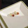 Silver Needle Maillard Tiger Eye Oval Two-Way Stud Earrings - Light Luxury, High-End Style for Women