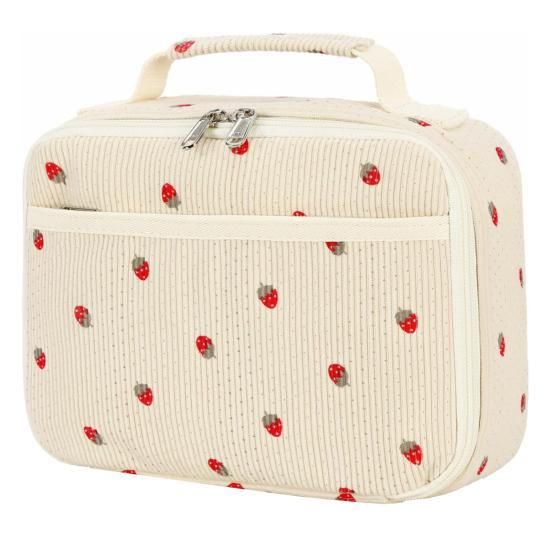 Kids Insulated Lunch Bag Corduroy Lunch Box for School Spacious Cooler Organizer with