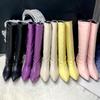 Women's Low Heeled Long Boots Autumn and Winter New Item Solid Color Pointed Toe Thick Heel Plus Size Long Boots