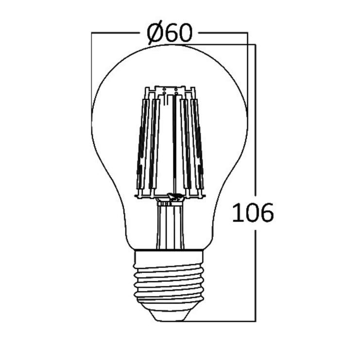 Ampoule A60 filament LED E27 7W 6500K Braytron