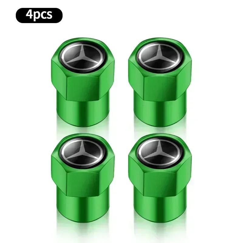 4pcs Car Wheel Tire Valve Caps Tyre Stem Covers Airdust Waterproof for Mercedes Benz W211 W204 W210 W203 CLA GLA Accessories p4