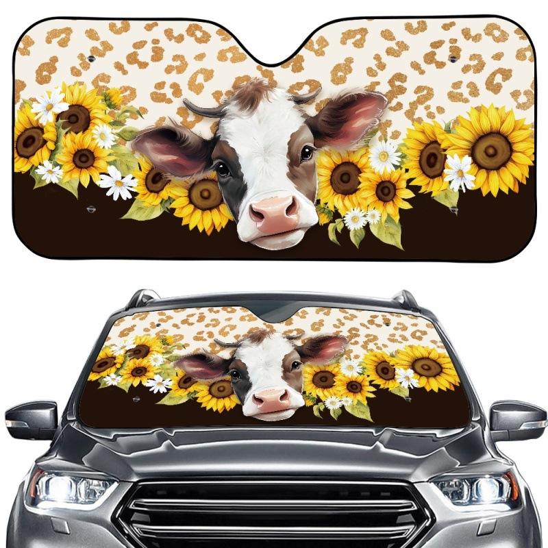 Funny Dog Driving Sunshade Sunflower Car Front Shield Glass Heat Shield Sunshade