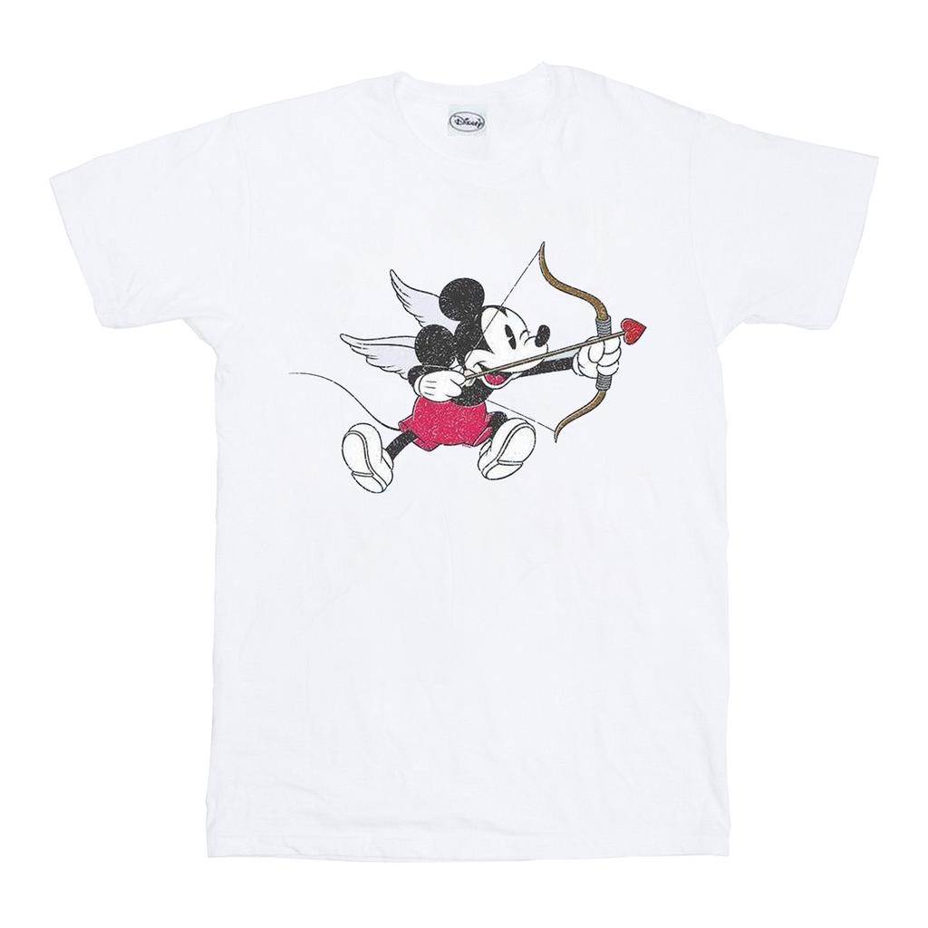 Disney Womens/Ladies Mickey Mouse Love Cherub Cotton Boyfriend T-Shirt