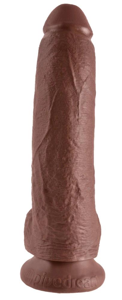 King Cock - Realistic Dildo with Glans, Testicles and Veins 23 CM Brown Skin Color