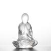 Finely Carved Glass Zen Buddha Statue Retro Transparent Tea Ceremony Ornaments Mini Delicate Crystal Ornament Office