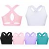 Kids Girls Dance Top Sport Cropped Top Vests Shoulder Straps Sleeveless Keyhole Back Shockproof Running Gym Yoga Sports Bra Top