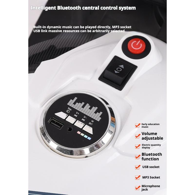 Детский электрический мотоцикл с двойным приводом, детский автомобиль с дистанционным управлением, Bluetooth, музыкальным светодиодным светом, функцией раннего образования для детей