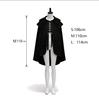 Gothic Lace-Up Cape Halloween Vampire Wizard Knight Cosplay Cloak Medieval Vintage Role Play Long Cape Black
