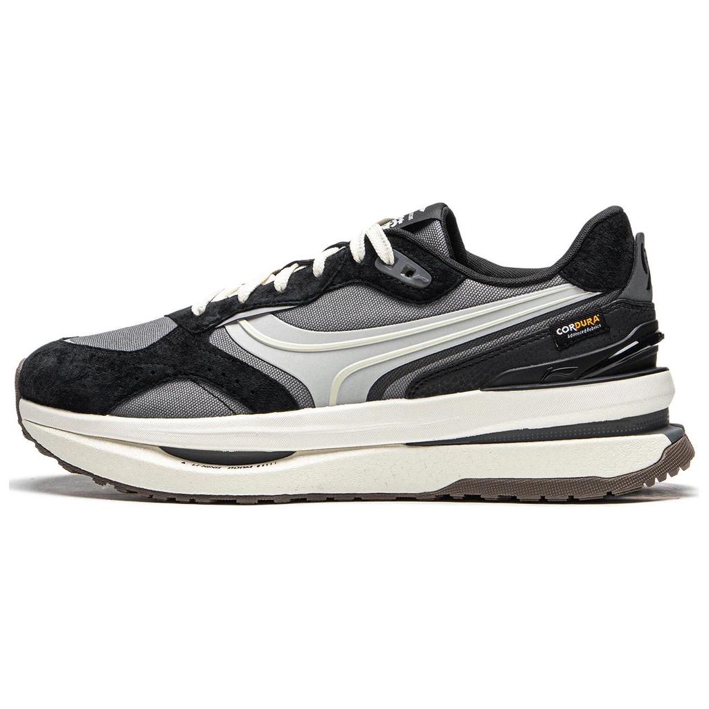 Li Ning Zhongning M1000 Замша свиная Низкие Повседневная Обувь Унисекс Черный Серый AGCU165-1