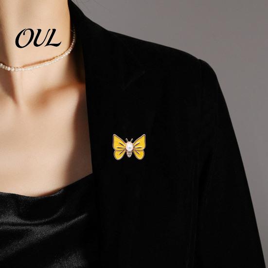 Scarf Brooch Pin Faux Pearl Rhinestone Butterfly Brooch, Dainty Decorative Badge Insect Lapel Pin, Sweater Cardigan Coat Dress Jewelry Accessories