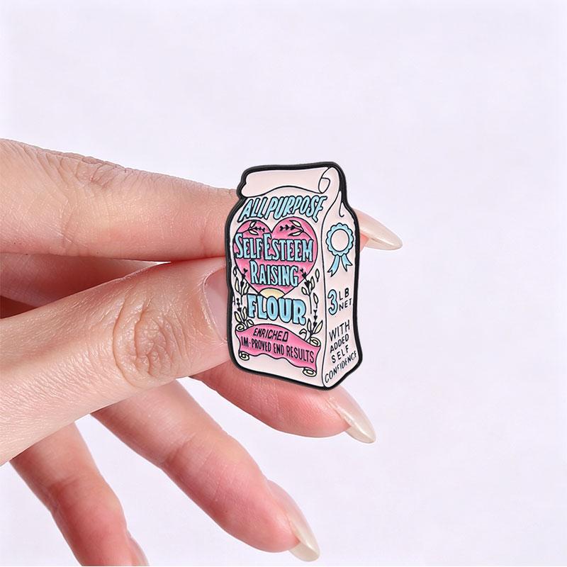 Xiaomi All Purpose Self Esteem Raising Flour Vintage Flour Sack Badge Enamel Pins Self Care Inspirational Heart Wheat & Medal Brooches