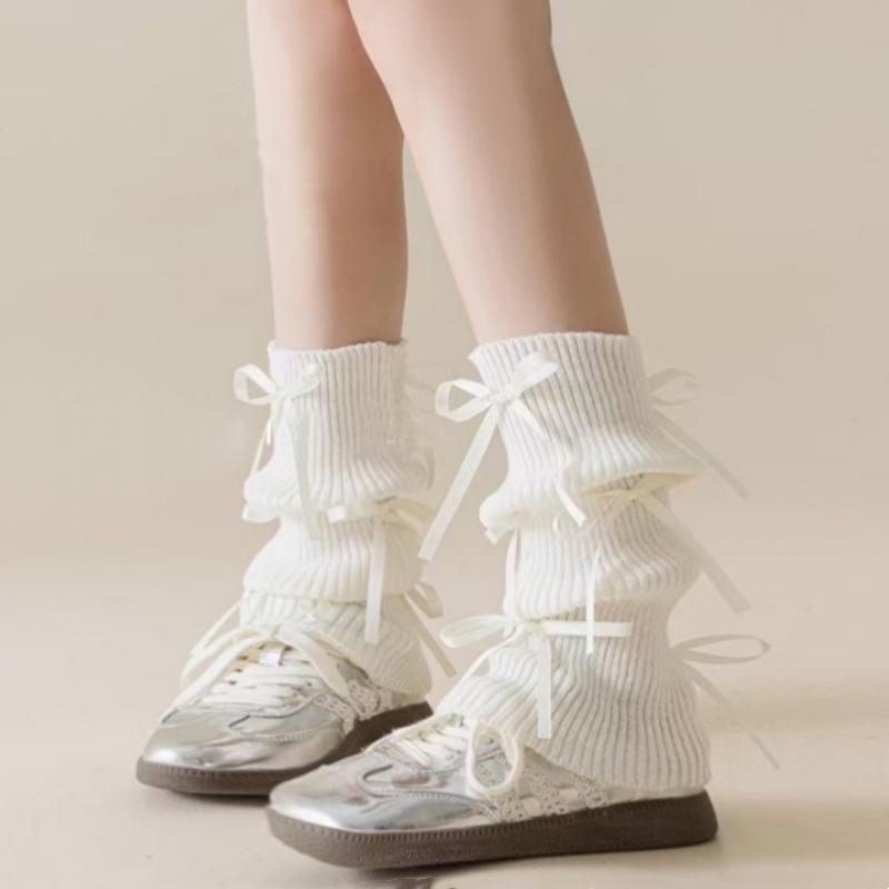 Детские носки с ворсом, модные школьные носки в балетном стиле для детей и девочек, креативный дизайн, детские носки с бантом на бретельках, теплые осенне-зимние носки
