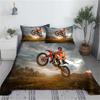 Cool Motorbike Sports Bed Sheet Set 3D Printed Motorcyclist Polyester Bed Flat Sheet With Pillowcase Bedding Bedspread 2/3pcs