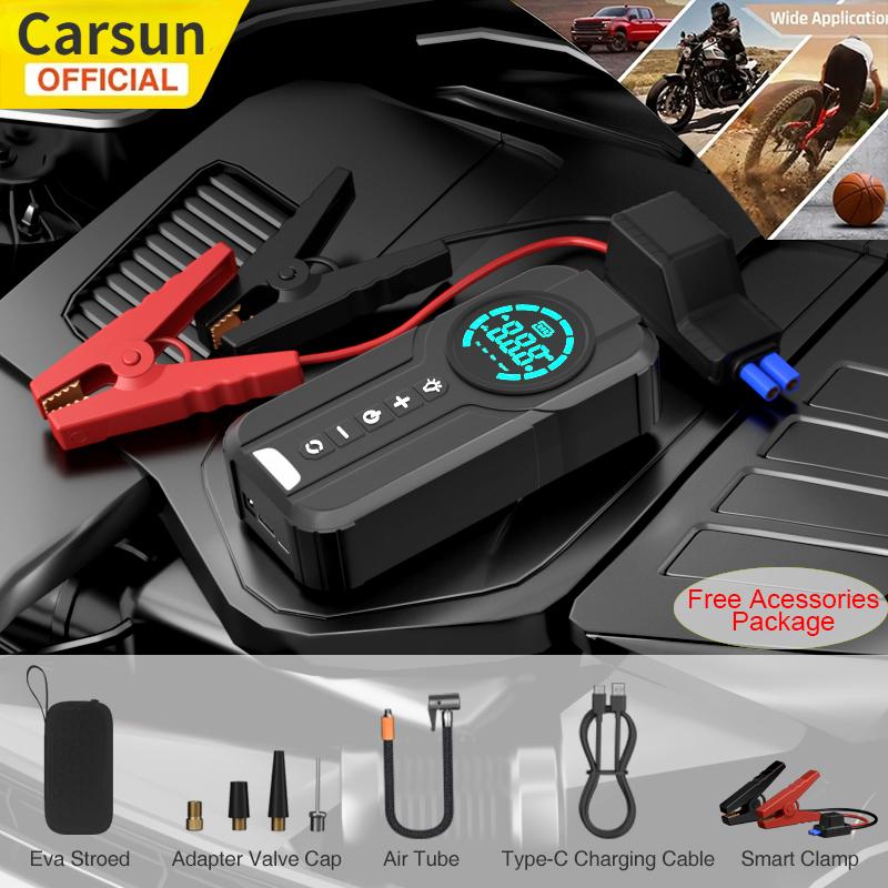 Car Air Pump 4 In 1 Auto Tyre Inflator with Jump Starter Portable Air Compressor Power Bank Starters Starting Lighting
