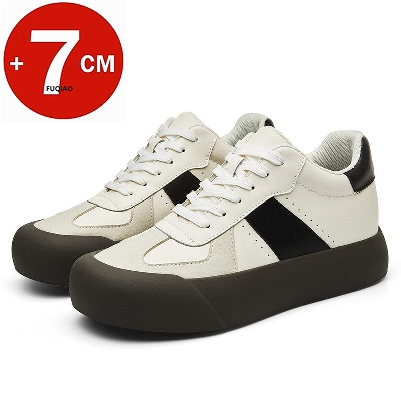 Man Cow Leather Sneakers Elevator Shoes Height Increase Insoles 7CM Leather Shoes for Men Casual Tall Lift Sports