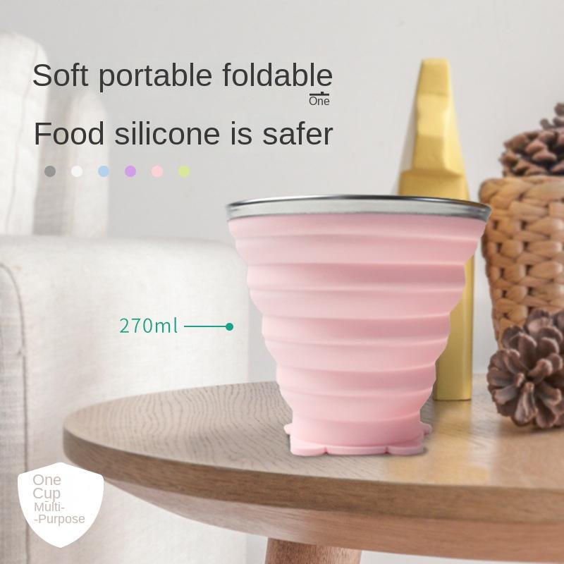 Folding Silica Gel Cup Creative Outdoor Travel Silicone Bear Water Cup Ultra-Thin Telescopic Cup