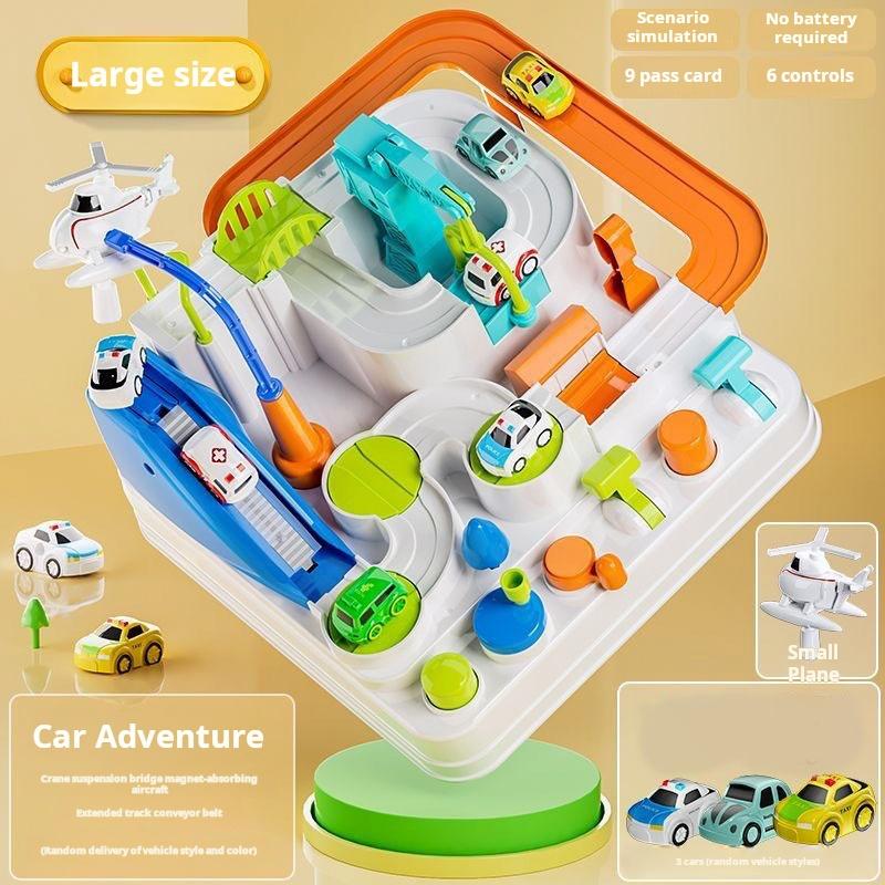 Модель гоночного железнодорожного вагона, развивающие игрушки, детский трек, приключенческая игра, мозг, механический интерактивный поезд, животные, космическая ракета, игрушка