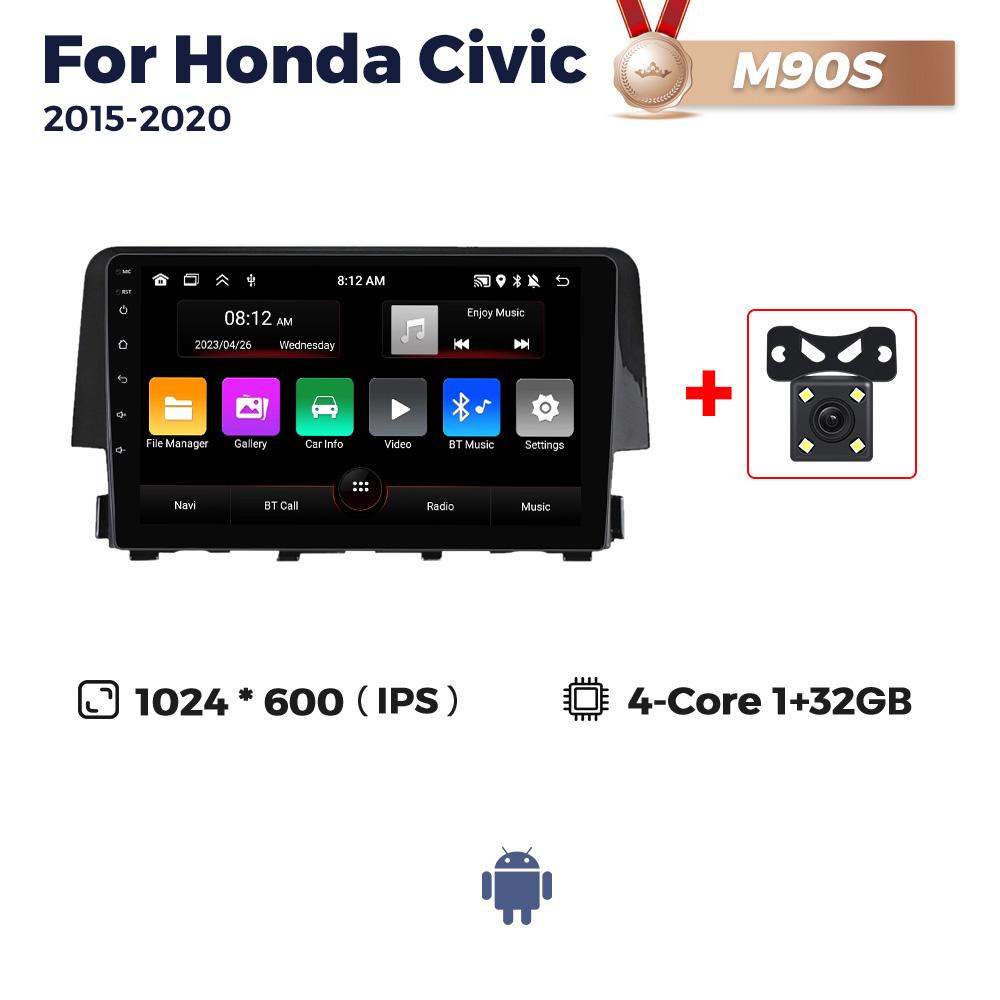 8Core 8+256G Car Radio Android Multimedia Player For Honda Civic 10 FC FK 2015-2020 GPS BT Audio Stereo Auto Intelligent Systems