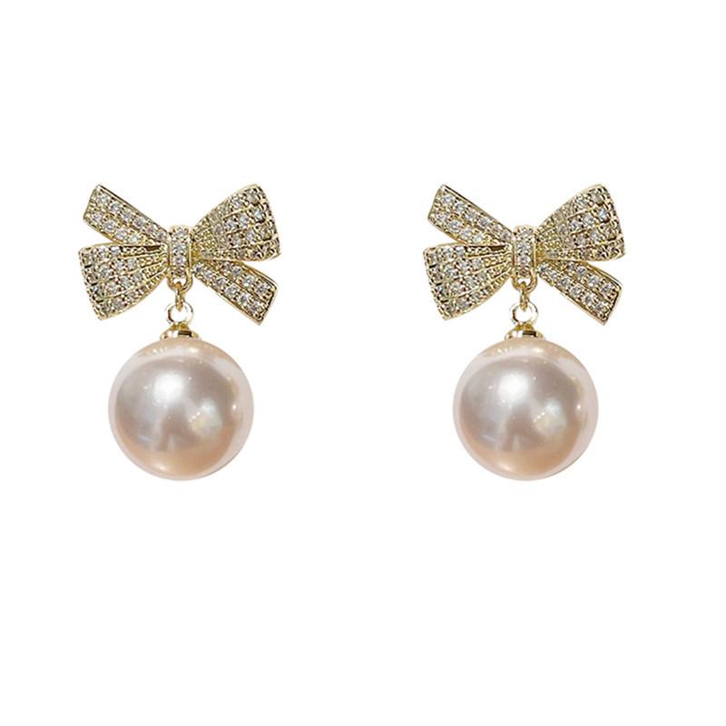 Элегантные модные серьги-подвески с искусственным жемчугом для женщин, винтажные серьги-подвески с золотым цветом и кристаллами, корейские модные ювелирные изделия