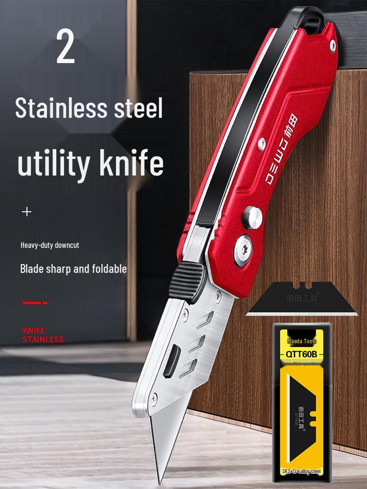 Складной нож-стриппер для кабеля электрика DEWO из нержавеющей стали с крючком и держателем