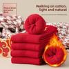 5 Pairs of Winter Red Socks, New Year's Mid-calf Socks for Both Men and Women, with Fleece and Thickened Loops, Lucky Socks, and Bright Red Socks