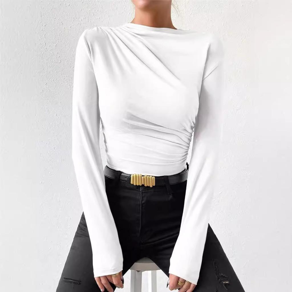 Женский облегающий комбинезон с длинными рукавами и завязками на весну и лето