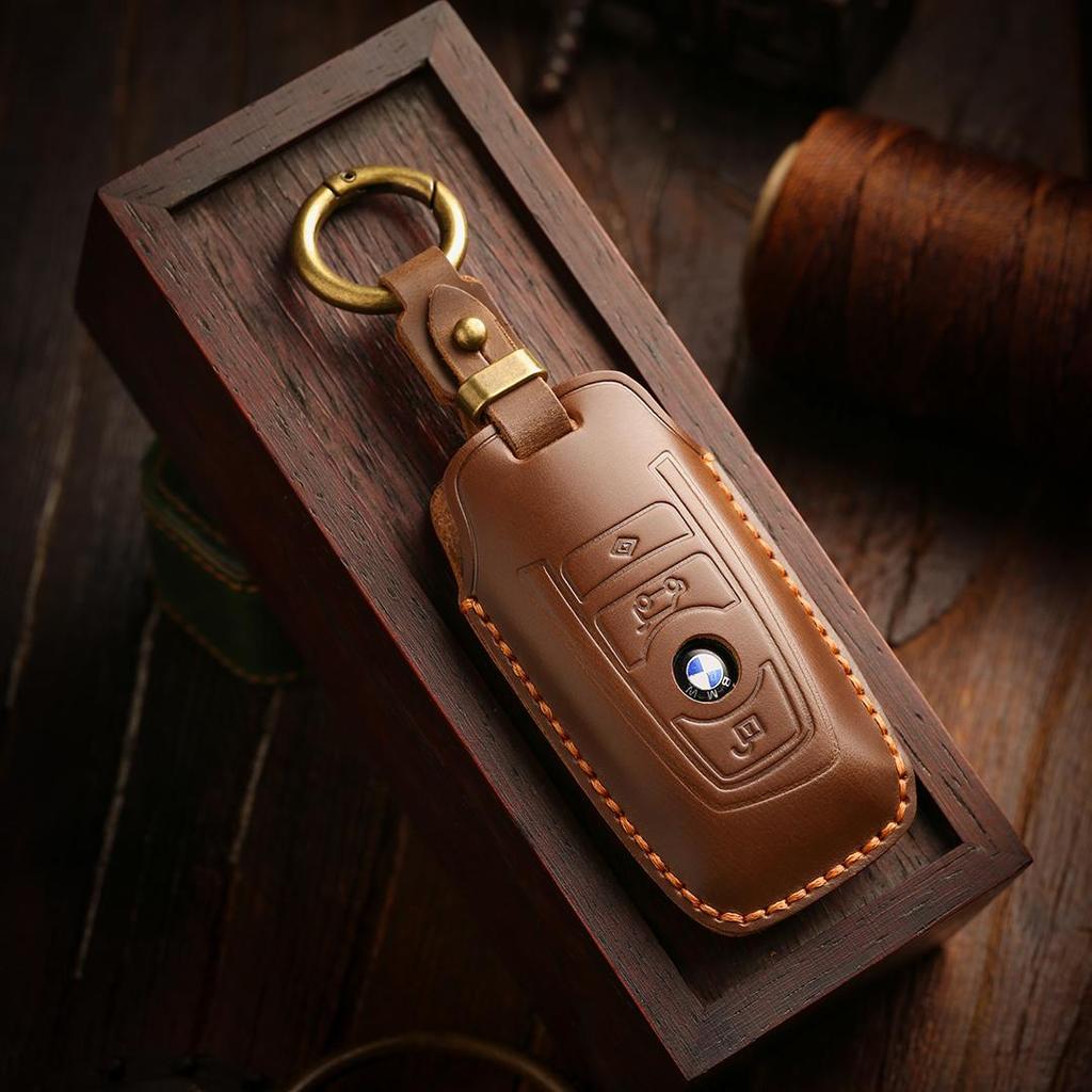 [BMW] Чехол для ключа автомобиля из коровьей кожи ручной работы, подходит для X1 X2 X3 X4 X5 X6 X7 M5 3 серии 5 серии
