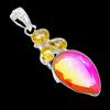 Bi-Color Tourmaline, Citrine 925 Sterling Silver Jewelry Pendant 2.5"  AH-3302