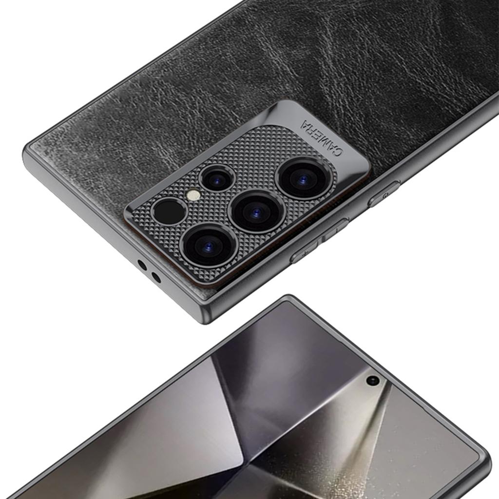 For Samsung Galaxy S24 Ultra Case Waxy PU+TPU+PC Phone Back Cover Dragon Scale Design