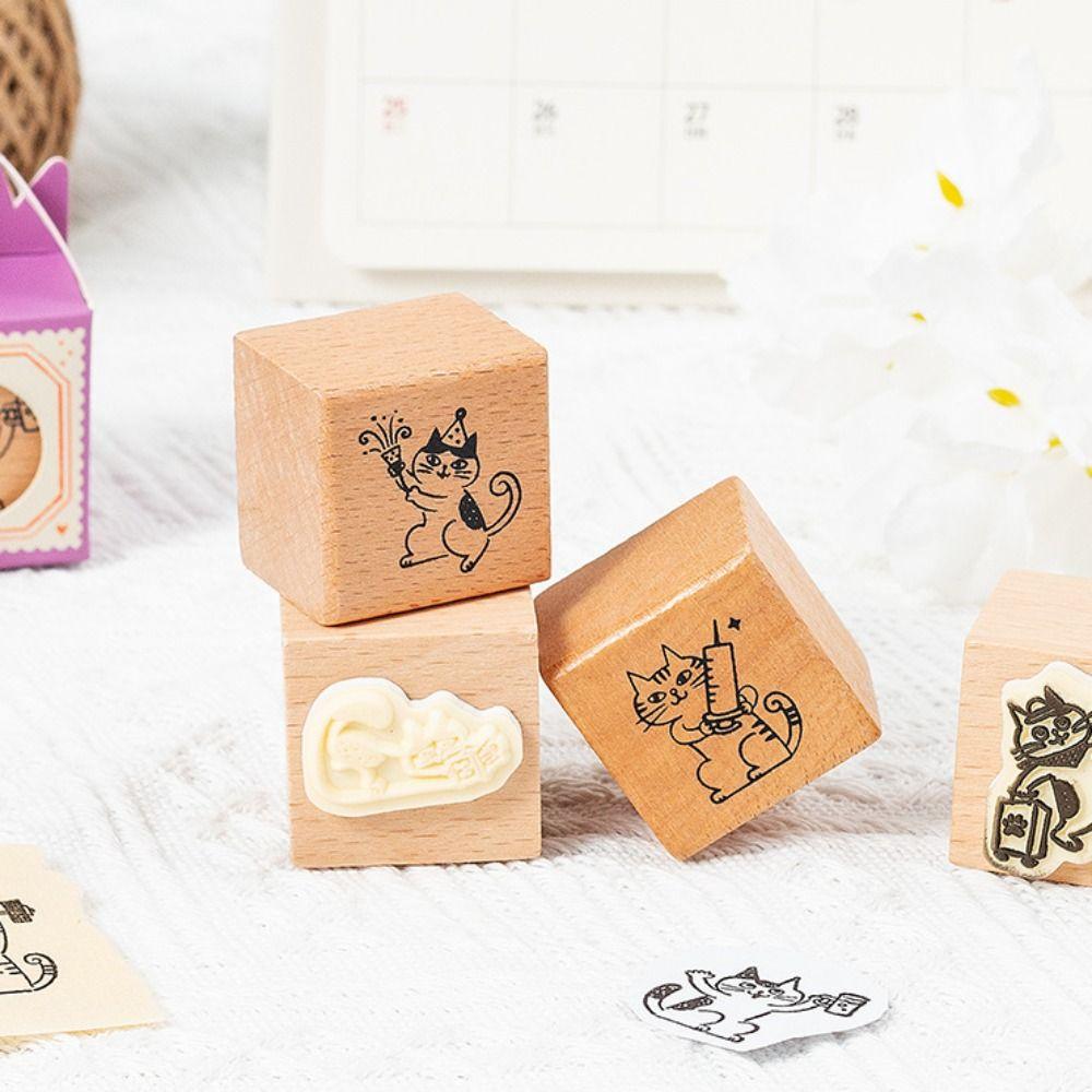 Artistic Style Wooden Rubber Stamps Journal Decoration Stamps  For DIY Card Photo Album Diary Decor