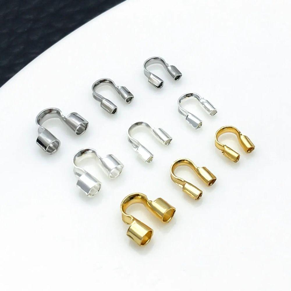 100Pcs Copper Wire Protectors Loops 14/18K Gold Plating U Shape Clasps Thread Protector Jewelry