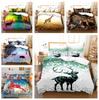 3D Deer Bedding Set Luxury Quilt and Pillowcase 2/3pcs AU180 * 210 Single/Double Birthday Gift Animal Print Children's Room Soft Home Textile