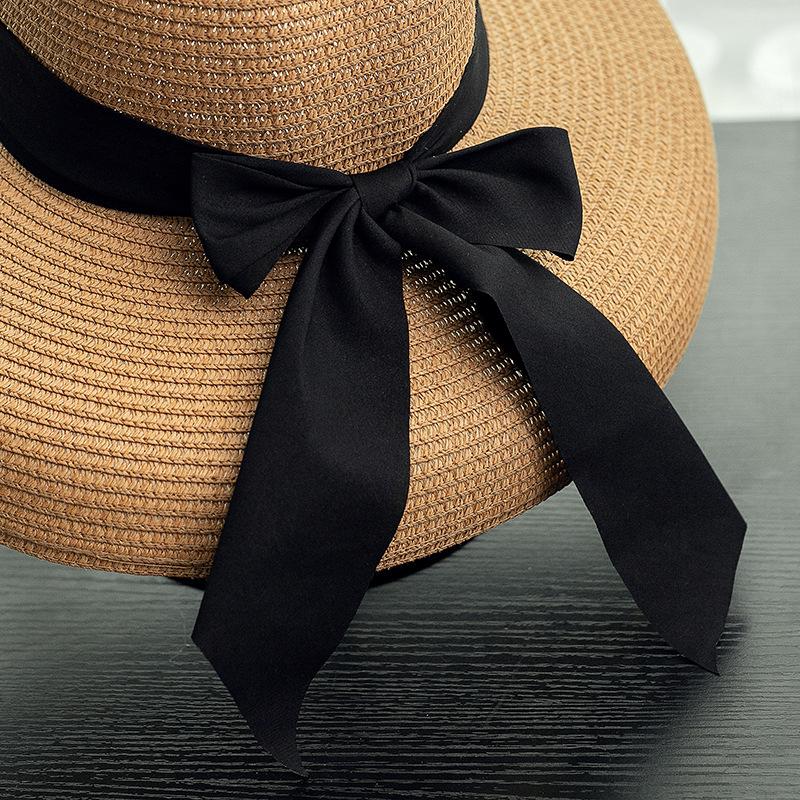 Широкополая шляпа от солнца для женщин - складная пляжная кепка для путешествий с защитой от ультрафиолета, повседневная плетеная шляпа для отдыха на открытом воздухе без перьев